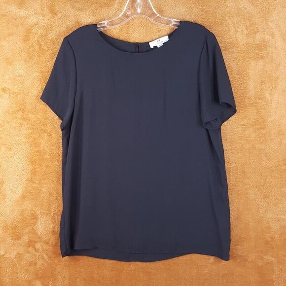 HALSTON Womens Top Medium Black Pullover Blouse Keyhole Back Lightweight Blouse - Picture 1 of 7